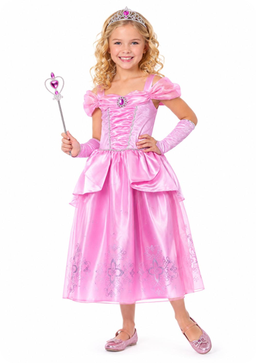 Roze luxe prinsessen jurk voor meisjes