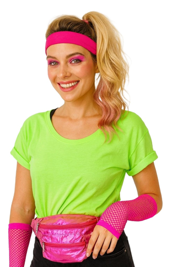 Sac banane disco brillant fluo rose