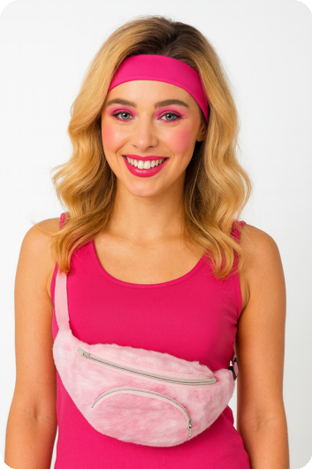 Sac banane en peluche rose des années 80