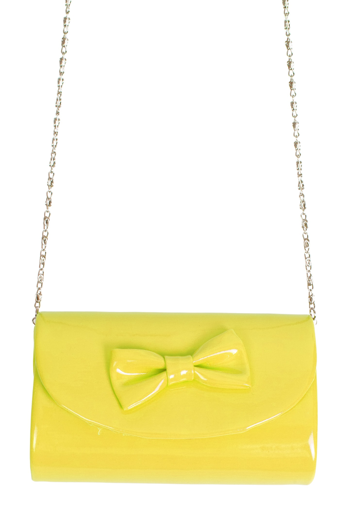Sac à main jaune avec nœud papillon