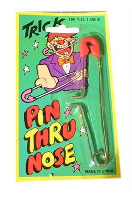Safety pin through nose