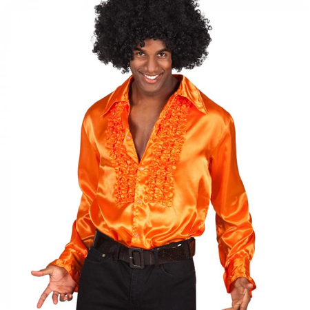 Satijnen disco hemd oranje