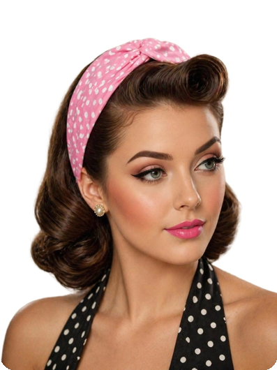 Serre-tête rockabilly à pois rose