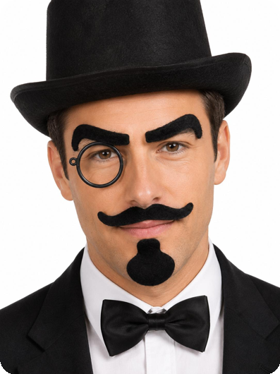 Set Holmes wenkbrouwen, snor , sik en monocle