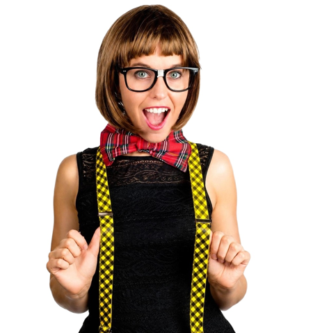 Set intello avec des lunettes, bretelles et gros noeud papillon