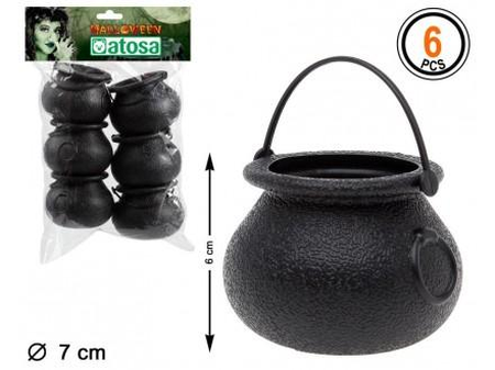 Set van 6 kleine heksen ketels