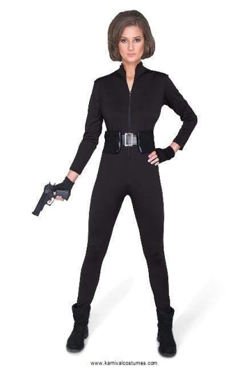 Sexy zwarte catsuit assasin