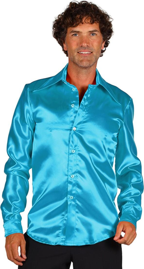 shirt satin turquoise