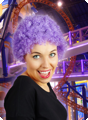 Short curly wig purple