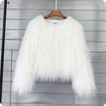Short fake fur jacket in bright colors