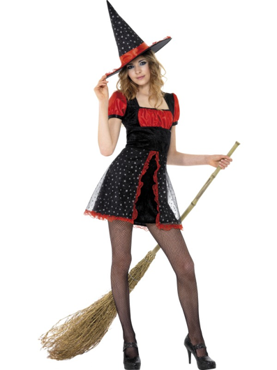 Short halloween teen star witch costume