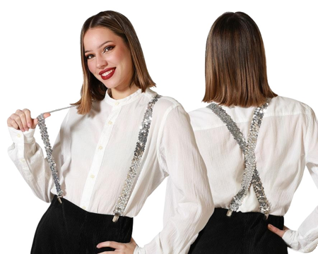 silver glitter suspenders