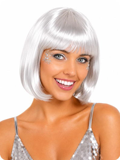 Silver short bob wig carré Sophia