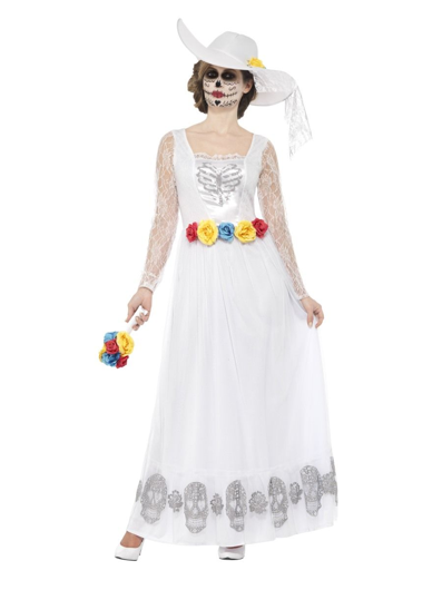 Skelet zombie bruid kostuum