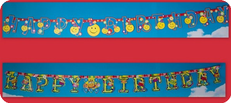 Slinger / banner Happy Birthday smiley
