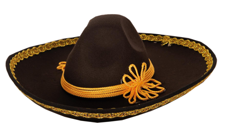 Sombrero mexicain de luxe noir et or