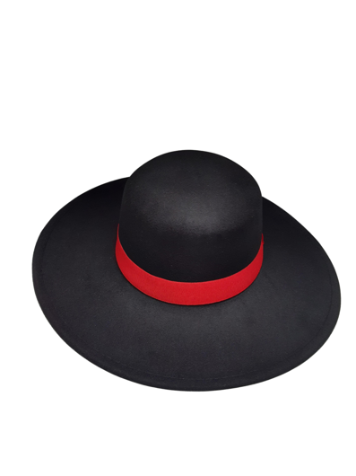 Spanish hat luxury black with red ribbon