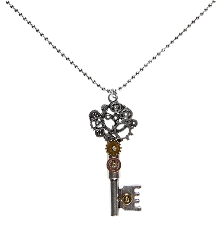 Steampunk halsketting met sleutel