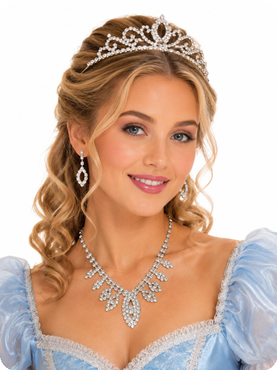 Strass Juwelen Set - Prinses Ketting en Oorbellen