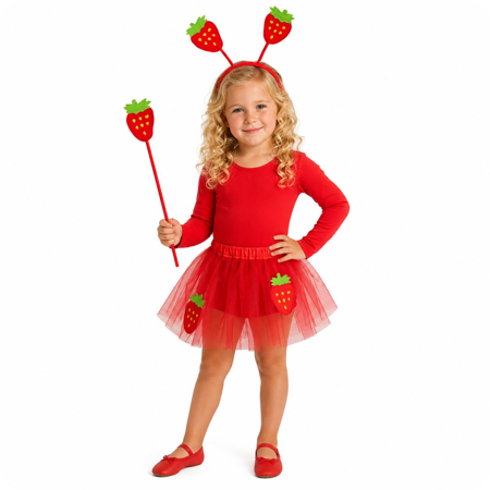 Strawberry accessory set with tutu 3 pieces