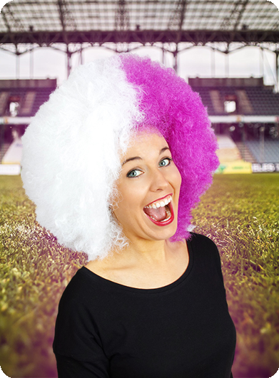 Supporter wig purple white