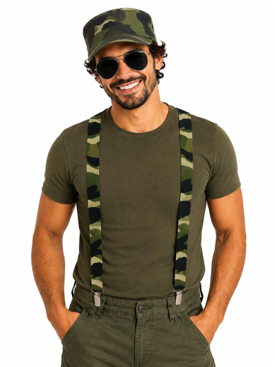 Suspenders with army / camouflage print
