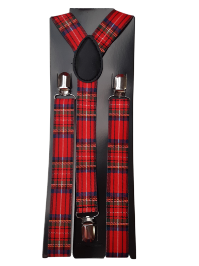 Tartan Bretellen met ruitjes Rood - Authentieke Schotse Stijl