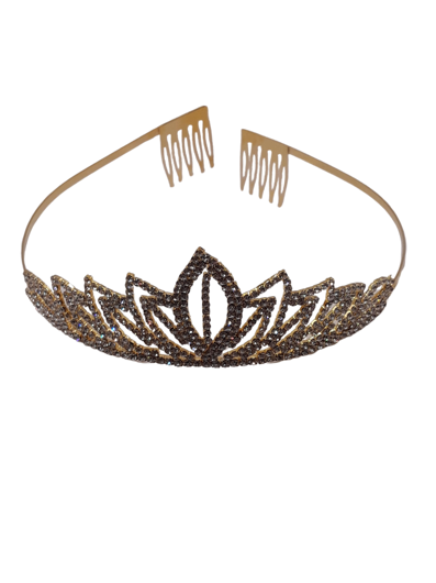 Tiare en or avec strass Queen dorée