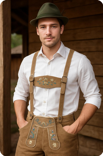 Tirol broek Lederhosen taupe Bruin