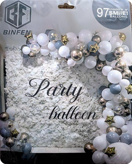 Translate the following title into English: balloon set gold/silver/white