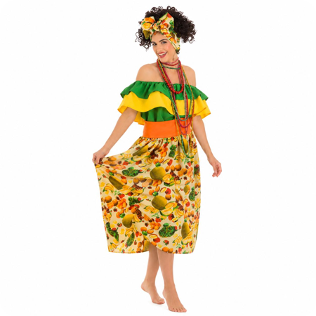 Tropisch Fruit print hawai jurk Cubaanse Stijl