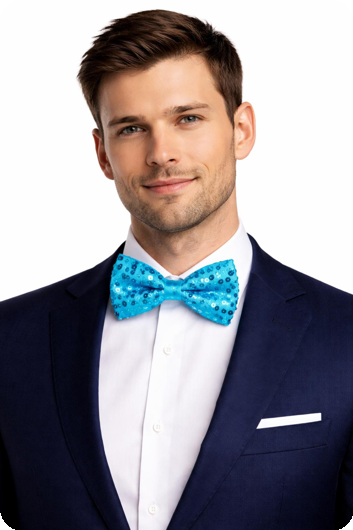 Turquoise glitter bow tie