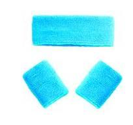 Turquoise polsbandjes en hoofdzweetband set