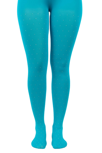Turquoise stockings with rhinestones