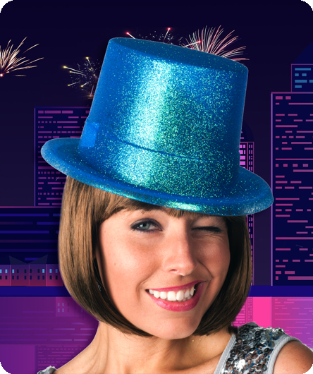Turquoise top hat glitter