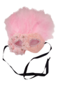 Venetiaans Masker Deluxe Lichtroze met steentjes / bloemen en pluimen