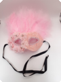 Venetiaans Masker Deluxe Lichtroze met steentjes / bloemen en pluimen