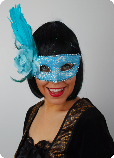 Venetiaans masker glitter turquoise