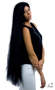 very long black wig