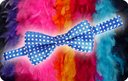 Vlinderstrikje blauw met witte bolletjes