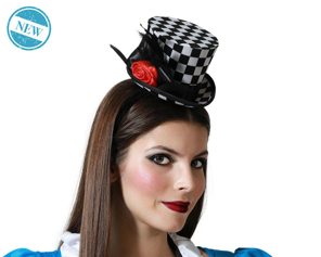 white black topper hat