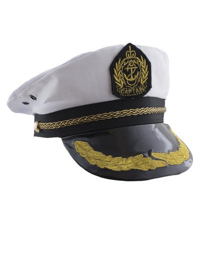 White Captain's Hat with Golden Emblems