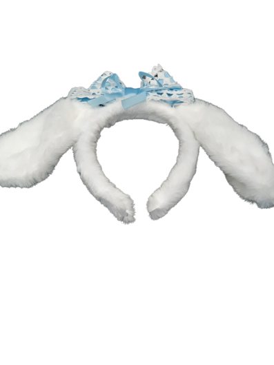 White long rabbit ears with bow