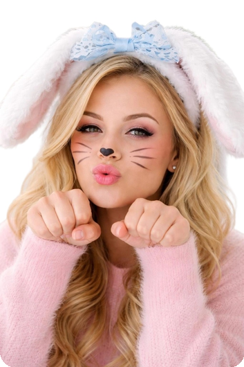 White long rabbit ears with bow