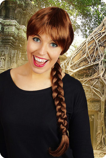 Wig with long braid brown