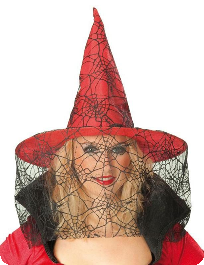Witch Hat Red with Veil