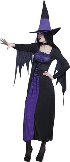 Witches dress black with purple skeleton print