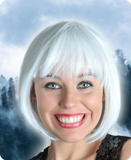 Witte korte bob pruik carré Sophia