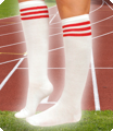 Witte kous met 3 rode streepjes