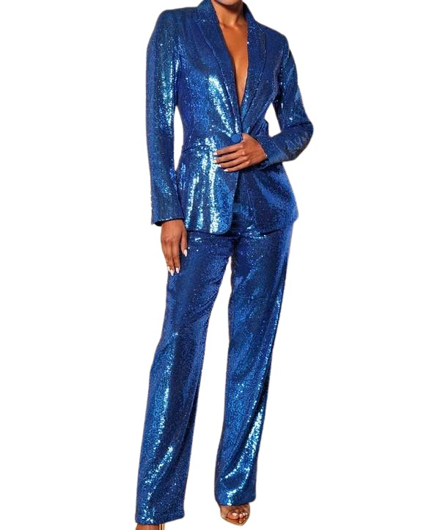 Women's glitter costume, jacket and pants.